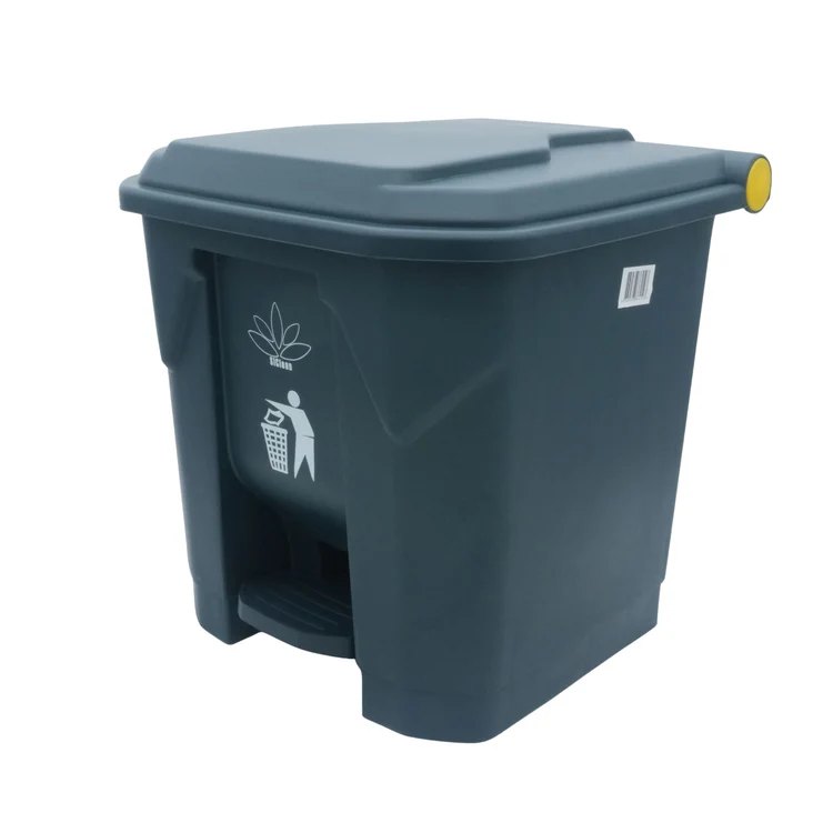 Cesto para Basura 30L-8G Gris con Tapa y Pedal Bolsa32